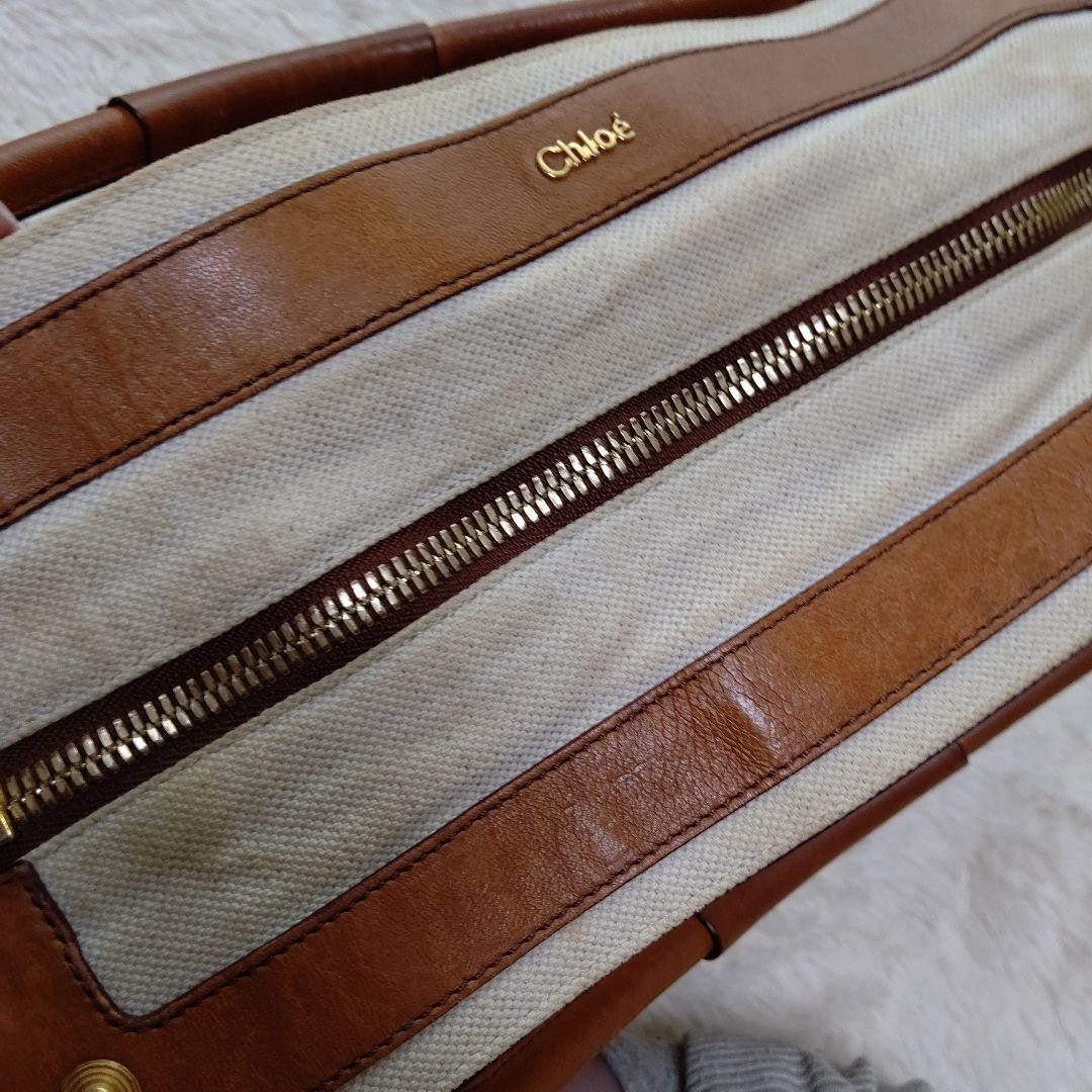 Chloe Hand Shoulder Bag Tote Purse 2way Leather Brown Authentic