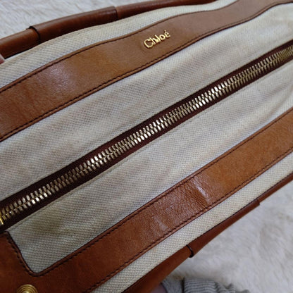 Chloe Hand Shoulder Bag Tote Purse 2way Leather Brown Authentic