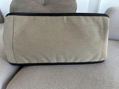 Chloe Hand Bag Tote Bag Canvas Leather Beige Black Authentic
