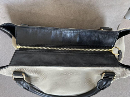 Chloe Hand Bag Tote Bag Canvas Leather Beige Black Authentic