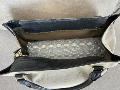 Chloe Hand Bag Tote Bag Canvas Leather Beige Black Authentic