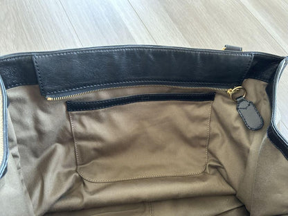 Chloe Hand Bag Tote Bag Canvas Leather Beige Black Authentic