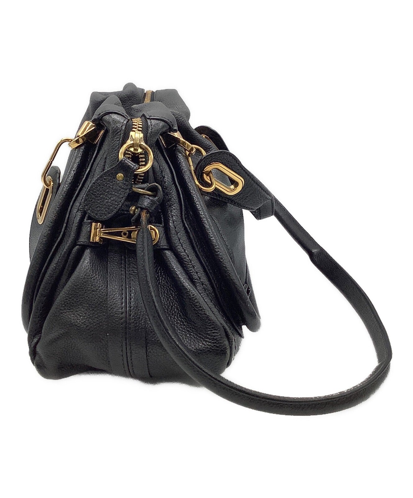 Chloe Hand Bag Tote Bag Paraty 2way Black Authentic