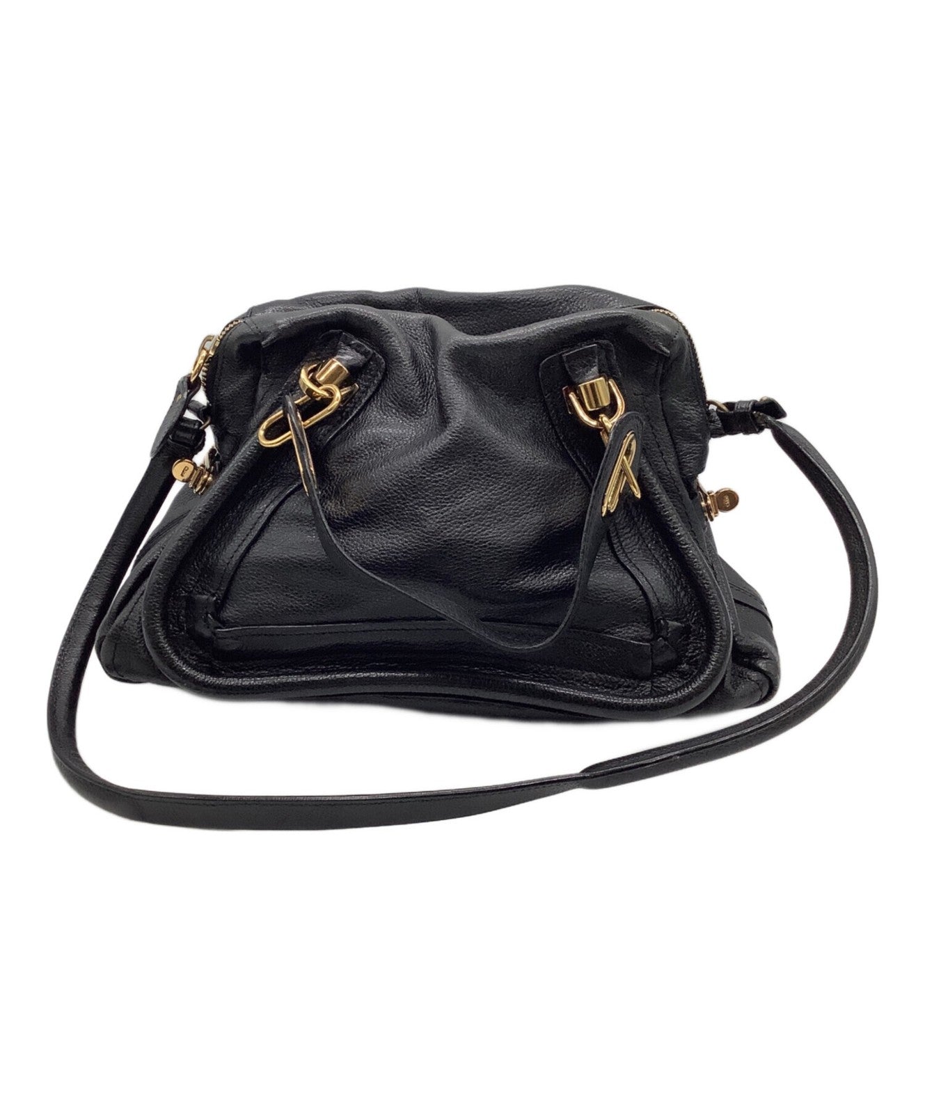 Chloe Hand Bag Tote Bag Paraty 2way Black Authentic