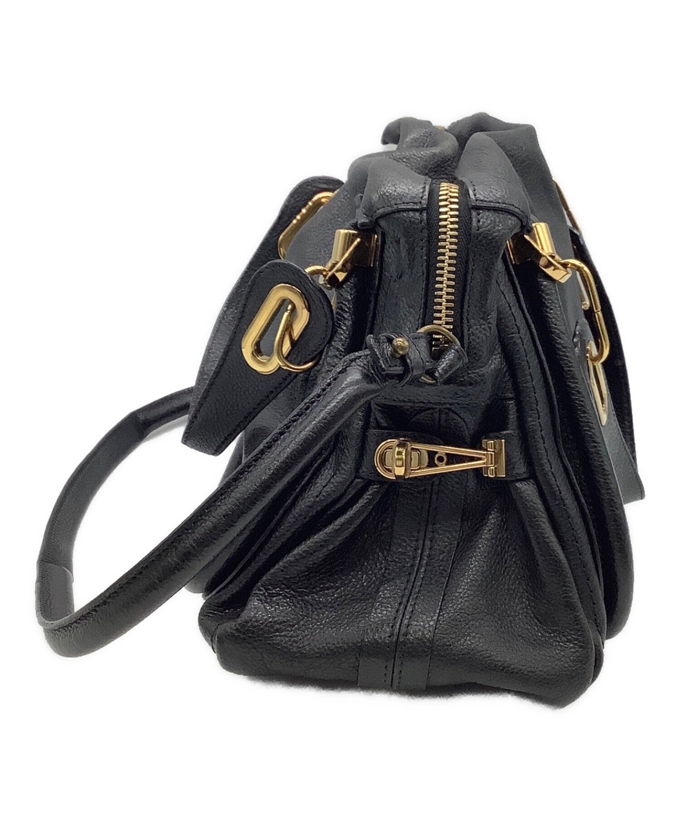 Chloe Hand Bag Tote Bag Paraty 2way Black Authentic