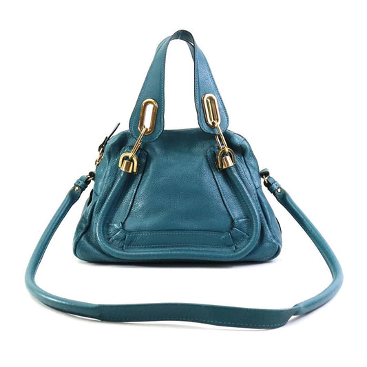 Chloe Hand Shoulder Bag Tote Purse Leather Green Authentic