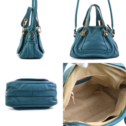 Chloe Hand Shoulder Bag Tote Purse Leather Green Authentic