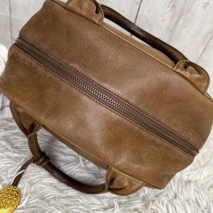 Christian Dior Hand Bag Tote Purse CD Leather Brown Authentic