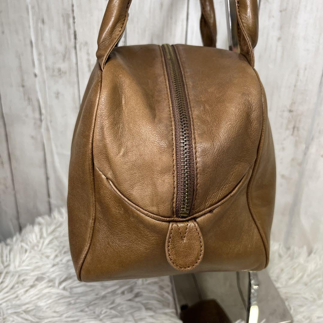 Christian Dior Hand Bag Tote Purse CD Leather Brown Authentic
