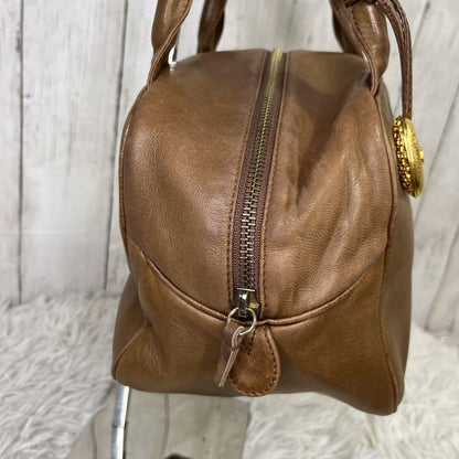 Christian Dior Hand Bag Tote Purse CD Leather Brown Authentic