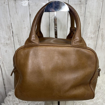 Christian Dior Hand Bag Tote Purse CD Leather Brown Authentic