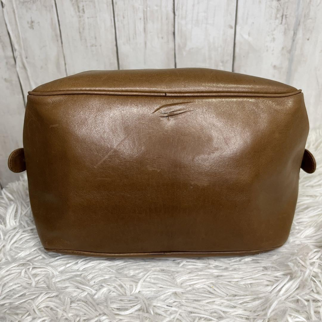 Christian Dior Hand Bag Tote Purse CD Leather Brown Authentic