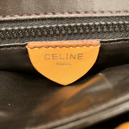 CELINE shoulder bag Purse Black Leather Women's Authentic Used