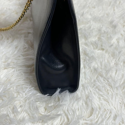 Salvatore Ferragamo shoulder bag Purse Gancini Dark Navy chain Leather Authentic