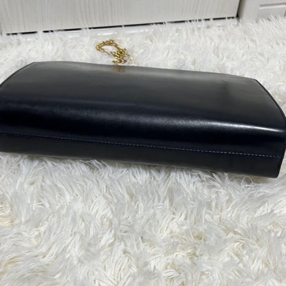 Salvatore Ferragamo shoulder bag Purse Gancini Dark Navy chain Leather Authentic