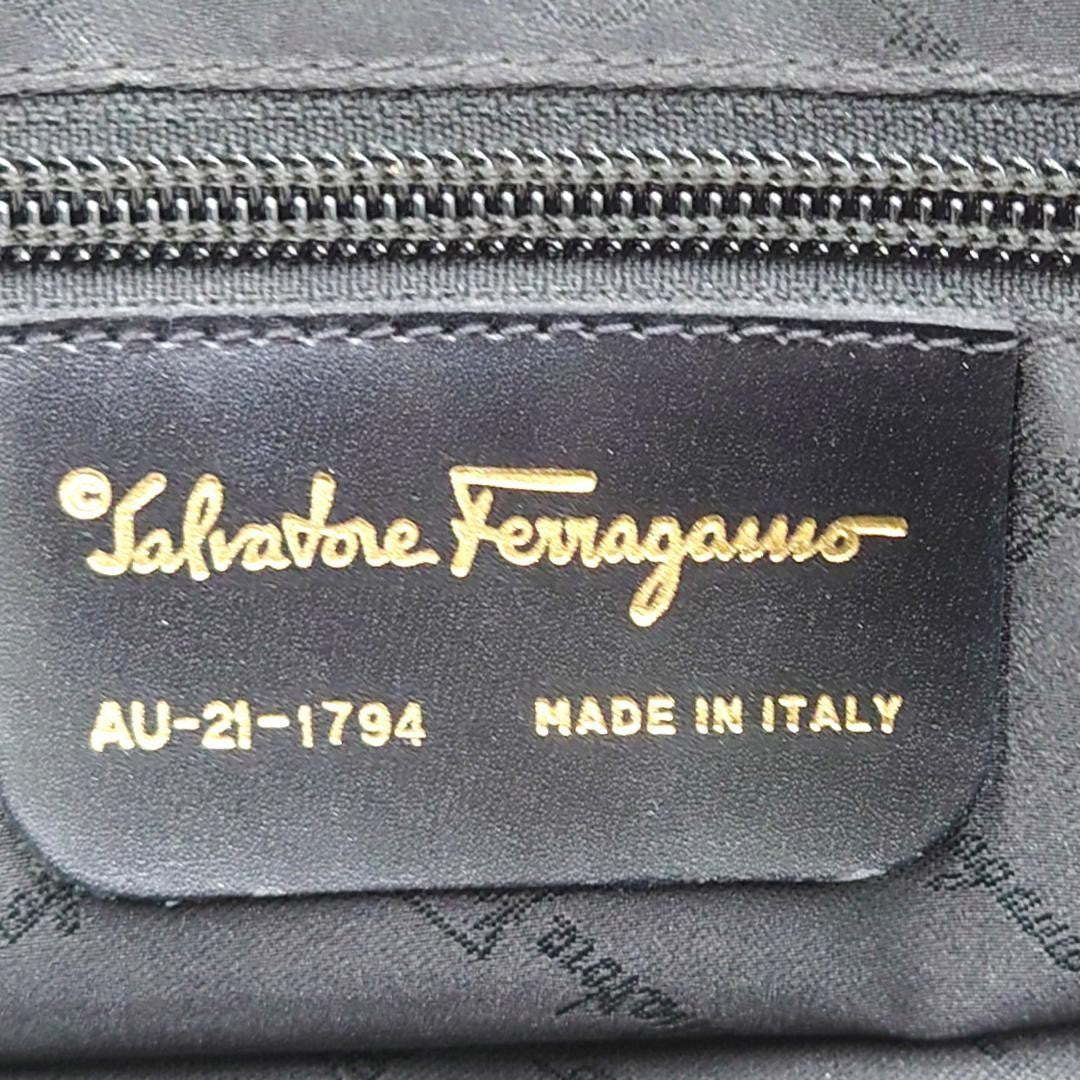 Salvatore Ferragamo handbag Purse Gancini Brown Canvas Leather mini boston bag