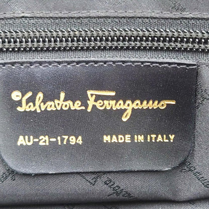 Salvatore Ferragamo handbag Purse Gancini Brown Canvas Leather mini boston bag