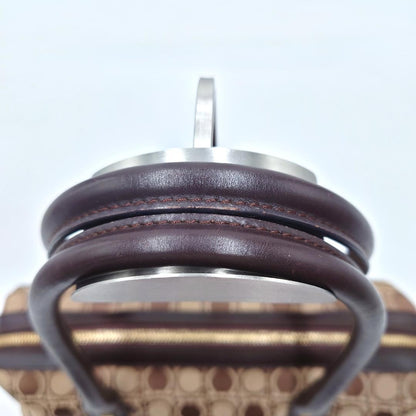 Salvatore Ferragamo handbag Purse Gancini Brown Canvas Leather mini boston bag