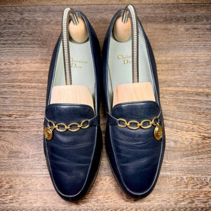 Christian Dior Flat Shoes Pumps Heel EU 35.5 US 5.5 Navy Authentic