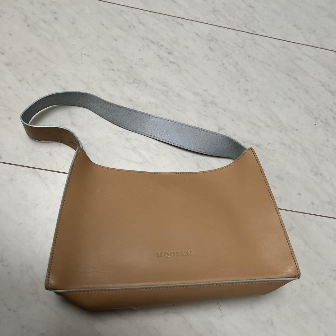 Alexander McQueen Hand Bag Tote Purse Leather Beige Authentic