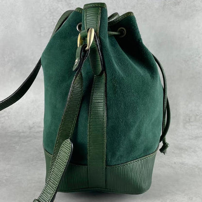BALENCIAGA Shoulder Bag Purse BB Suede Leather Green Authentic