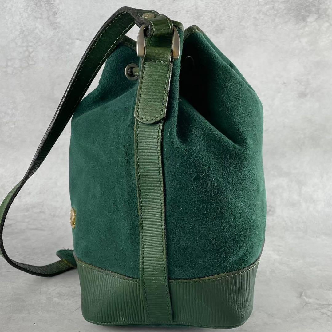 BALENCIAGA Shoulder Bag Purse BB Suede Leather Green Authentic