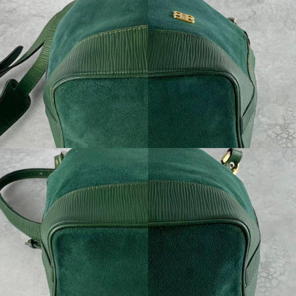 BALENCIAGA Shoulder Bag Purse BB Suede Leather Green Authentic