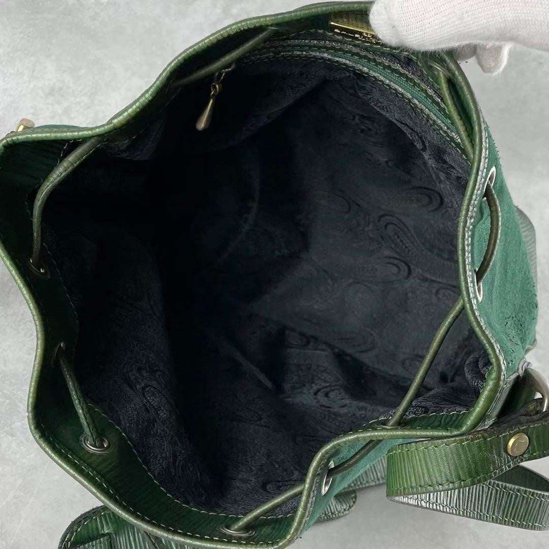BALENCIAGA Shoulder Bag Purse BB Suede Leather Green Authentic