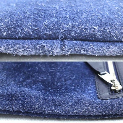 BALENCIAGA Clutch Bag Second Bag Suede Leather Blue Navy Authentic