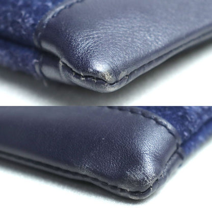 BALENCIAGA Clutch Bag Second Bag Suede Leather Blue Navy Authentic