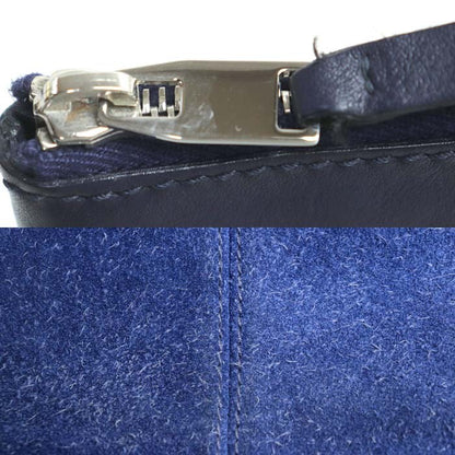 BALENCIAGA Clutch Bag Second Bag Suede Leather Blue Navy Authentic
