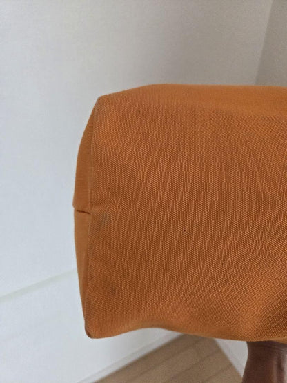 MIU MIU Hand Bag Tote Purse Canvas Leather Orange Authentic