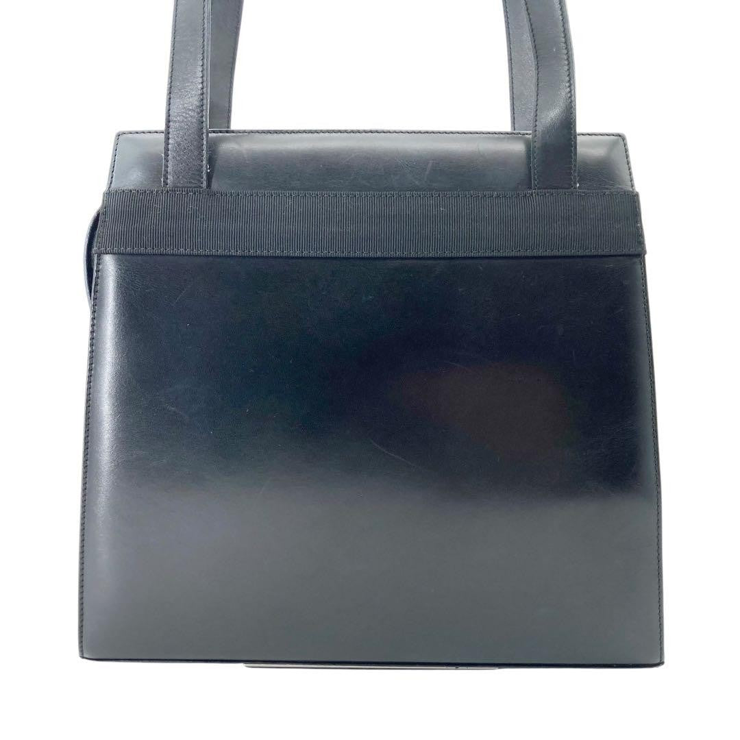 Salvatore Ferragamo shoulder bag Purse VARA RIBBON Black Authentic Leather