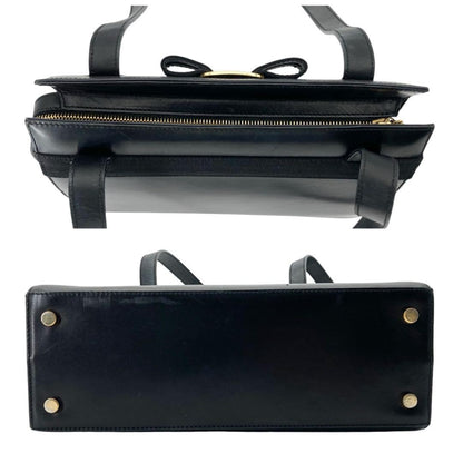 Salvatore Ferragamo shoulder bag Purse VARA RIBBON Black Authentic Leather