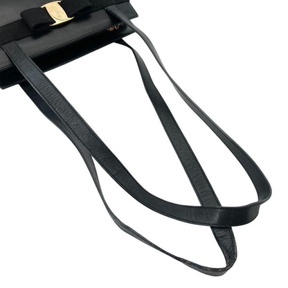 Salvatore Ferragamo shoulder bag Purse VARA RIBBON Black Authentic Leather