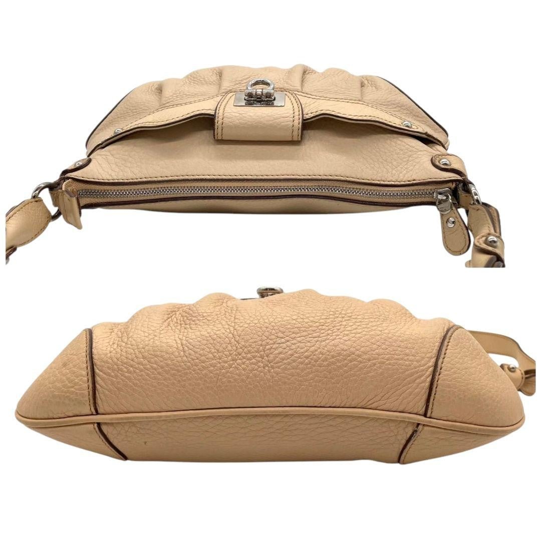 Salvatore Ferragamo shoulder bag Purse Gancini Beige Authentic Leather Women's