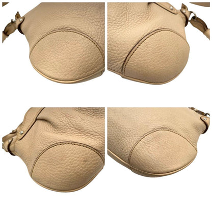 Salvatore Ferragamo shoulder bag Purse Gancini Beige Authentic Leather Women's