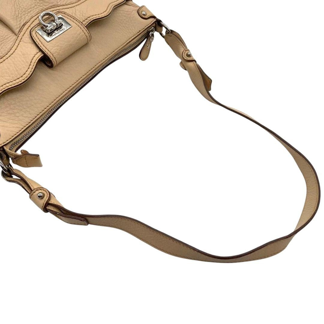 Salvatore Ferragamo shoulder bag Purse Gancini Beige Authentic Leather Women's