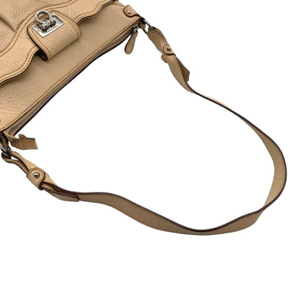 Salvatore Ferragamo shoulder bag Purse Gancini Beige Authentic Leather Women's