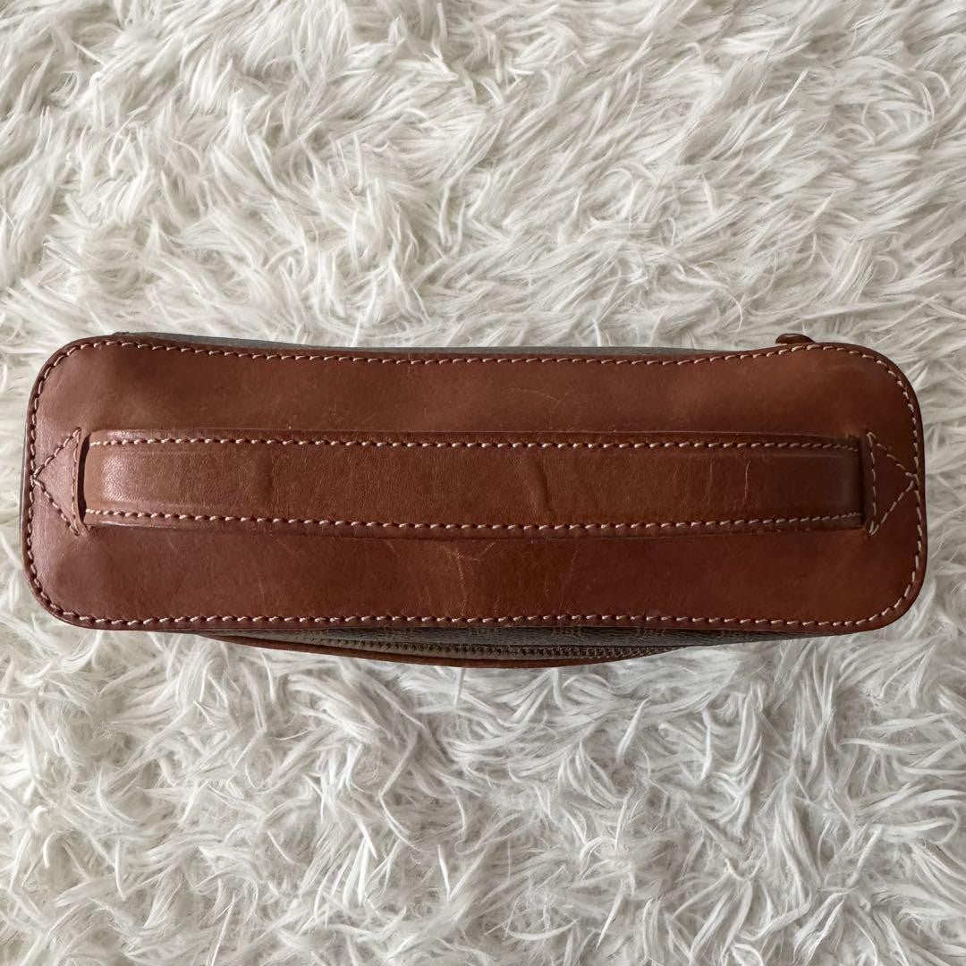 CELINE Pouch Vanity Purse Triomphe macadam pattern leather pvc brown Authentic