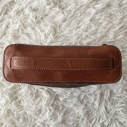 CELINE Pouch Vanity Purse Triomphe macadam pattern leather pvc brown Authentic