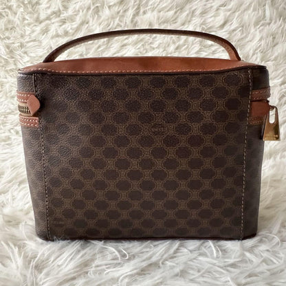 CELINE Pouch Vanity Purse Triomphe macadam pattern leather pvc brown Authentic
