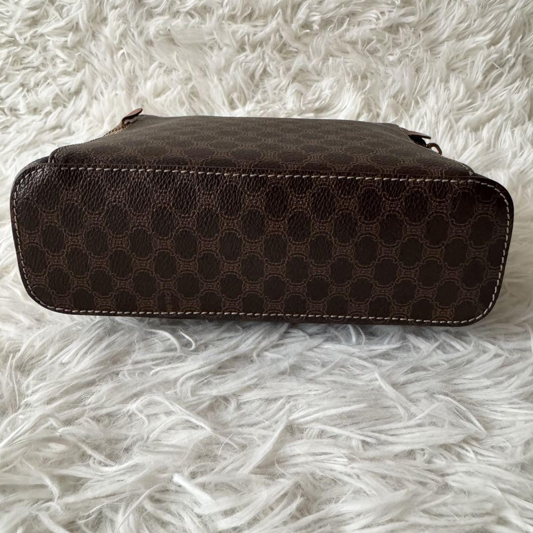 CELINE Pouch Vanity Purse Triomphe macadam pattern leather pvc brown Authentic