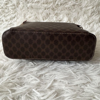 CELINE Pouch Vanity Purse Triomphe macadam pattern leather pvc brown Authentic