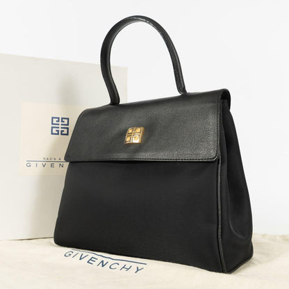 GIVENCHY Hand Bag Purse 4G logo Grained leather Authentic Black Women's Used