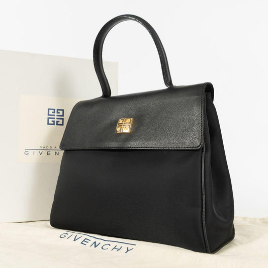GIVENCHY Hand Bag Purse 4G logo Grained leather Authentic Black Women's Used