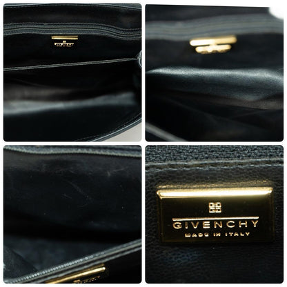 GIVENCHY Hand Bag Purse 4G logo Grained leather Authentic Black Women's Used
