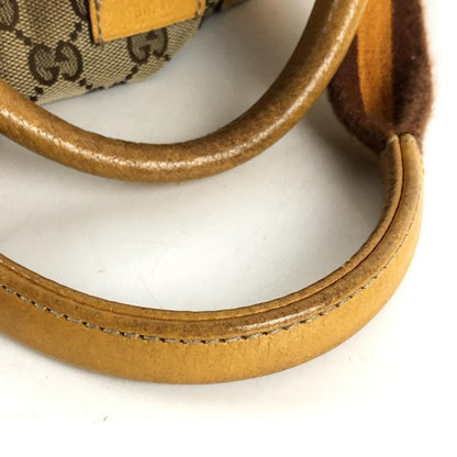 GUCCI Hand Bag Tote Purse GG Canvas Sherry Line Beige Yellow Authentic