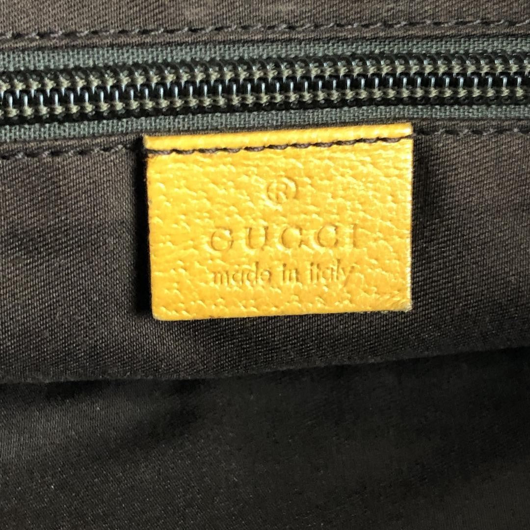 GUCCI Hand Bag Tote Purse GG Canvas Sherry Line Beige Yellow Authentic