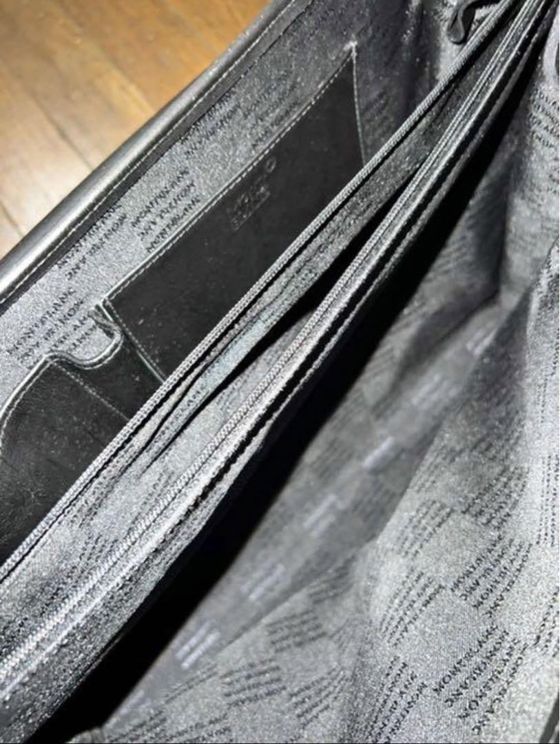 Montblanc Business Bag Briefcase Leather Nylon Black Authentic